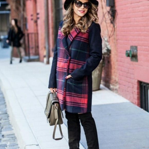 Gap Buffalo Plaid Wool Cable Car Long Peacoat - Picture 4 of 9